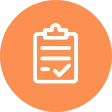 Orange Clipboard with checkmark icon