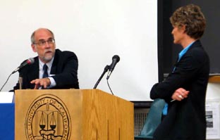 Christopher Schroeder (Duke University School of Law) addresses moderator Jody Freeman (Harvard Law School).