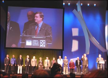 Photo: ASLA President Dennis Carmichael swears in President-Elect Pat Caughey in front of the ASLA Board.