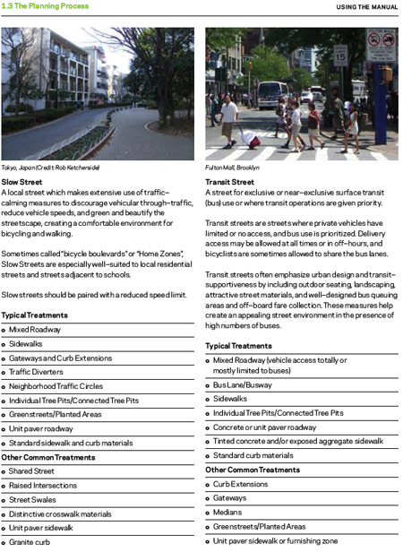 Image: Sample page from New York's Street Design Manual