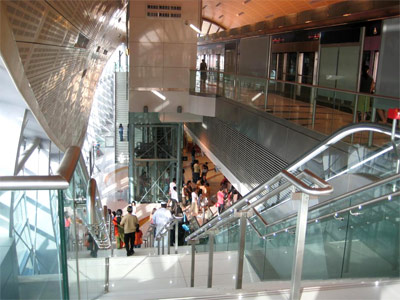 Dubai Metro: The exit stairway at the Mall of the Emirates station.