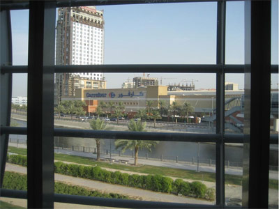 Dubai Metro: A view from the pedestrian passageway at Mall of the Emirates station.