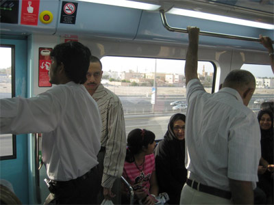 Dubai Metro: Passing traffic on Sheikh Zayed Road.