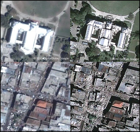 Image: Before and after images of Haiti