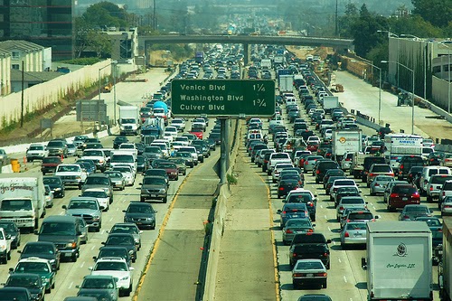 Los Angeles freeway traffic 
