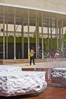 Fountains built into giant blocks of marble