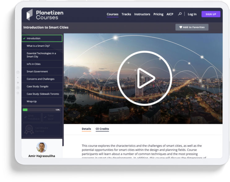 Planetizen Courses site displaying on a screen