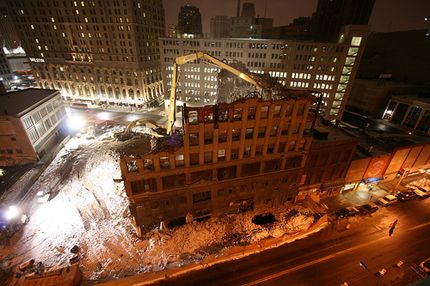 Photo: A building being demolished in Detroit.