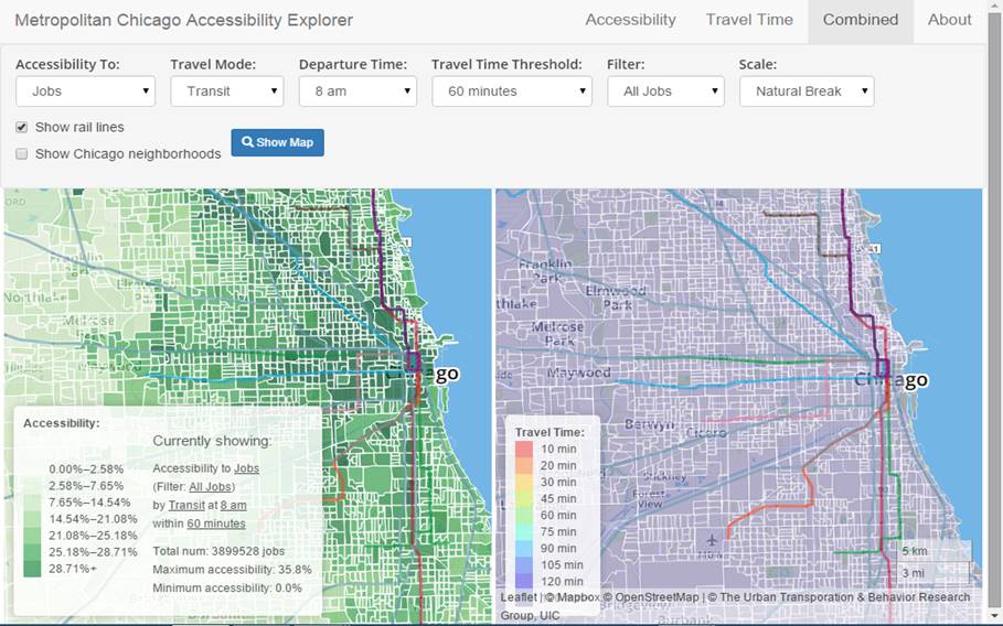 Urban Accessibility Explorer Maps Show Travel Time By Mode