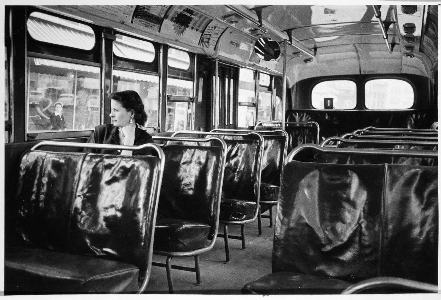 An empty bus during the Montgomery Bus Boycott. Credit: National Archives