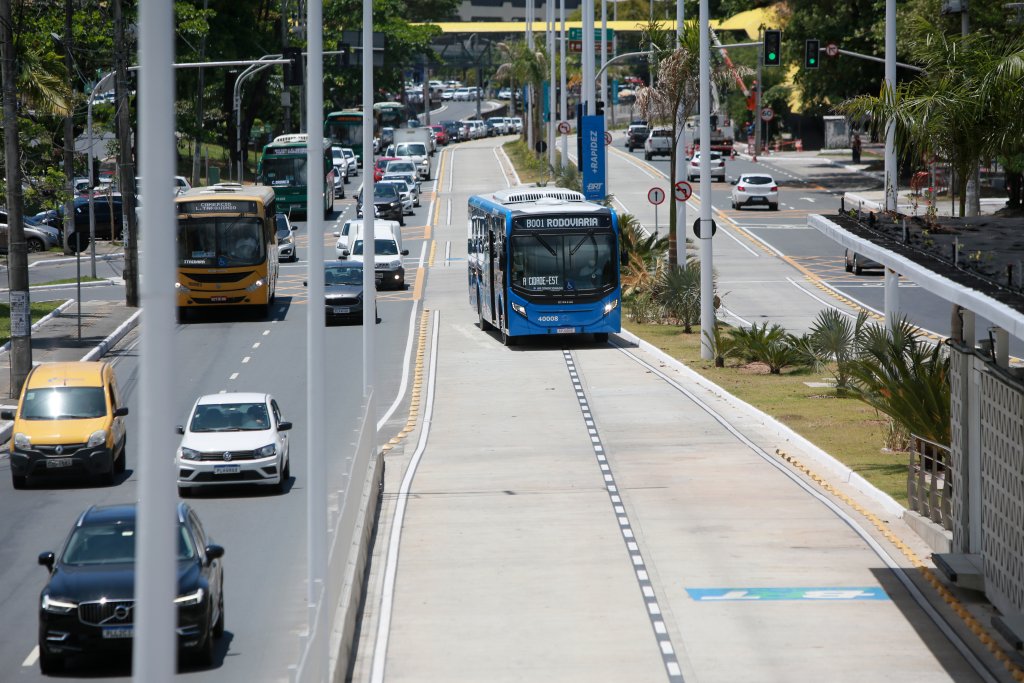 BRT bus in dedicated lane in Brazil