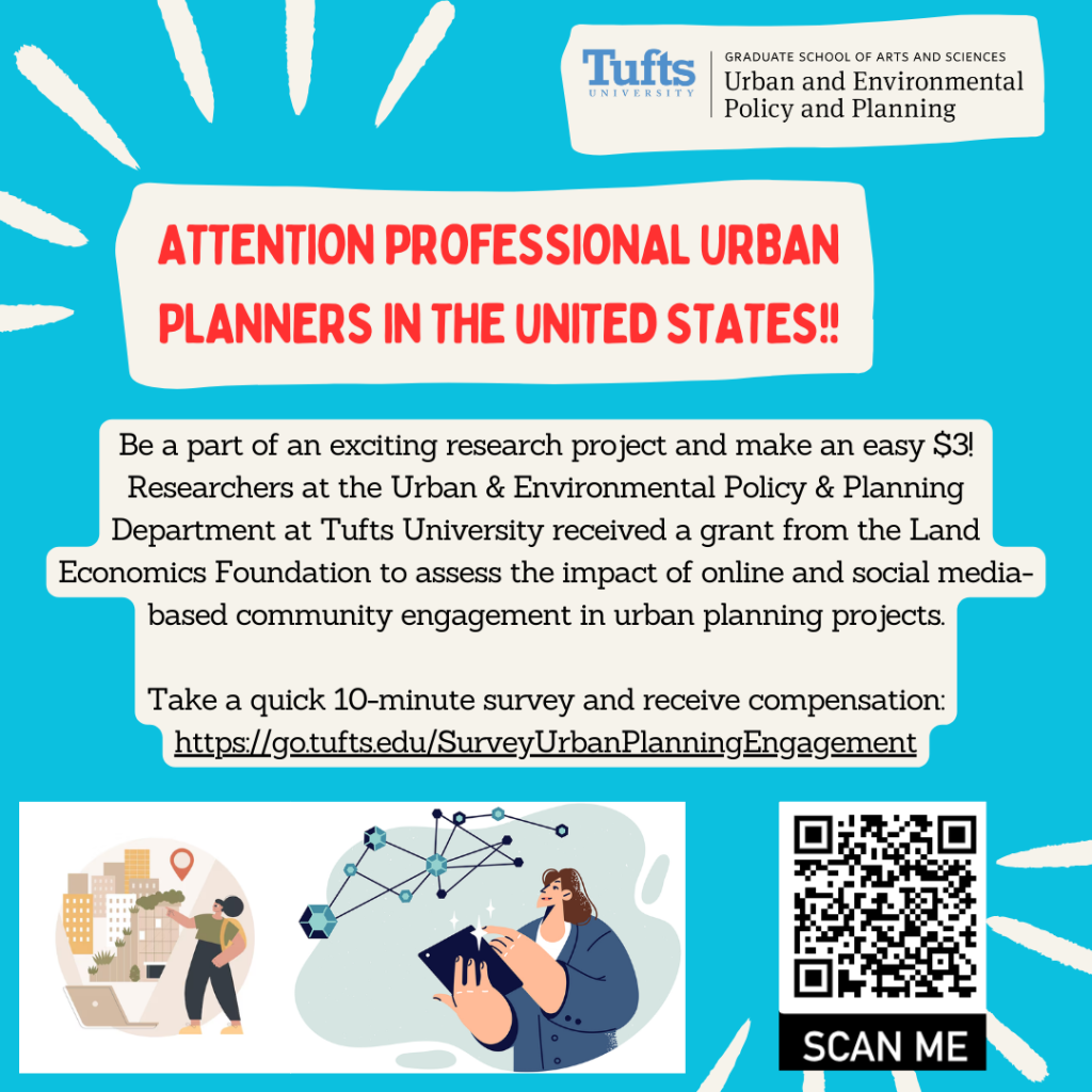 Tufts University Research Project Survey for Urban Planners