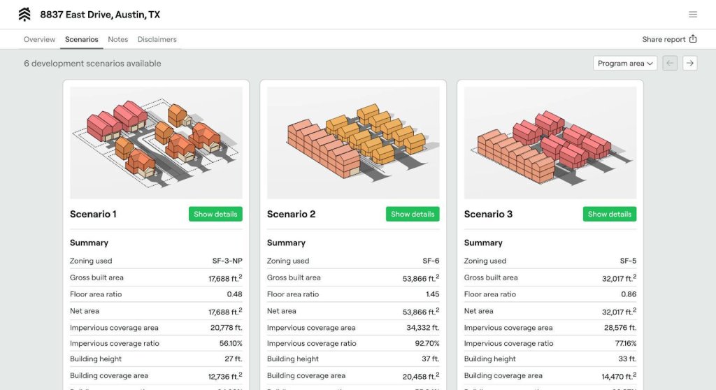 Screenshot from Cedar software exploring housing options.