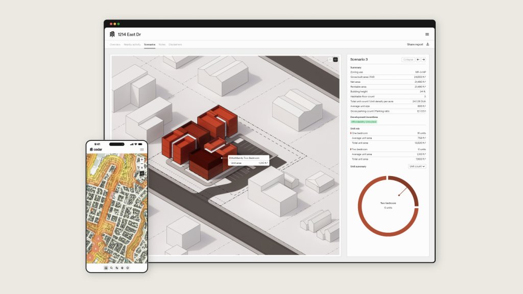 Screenshot from Cedar software showing potential housing on lot.