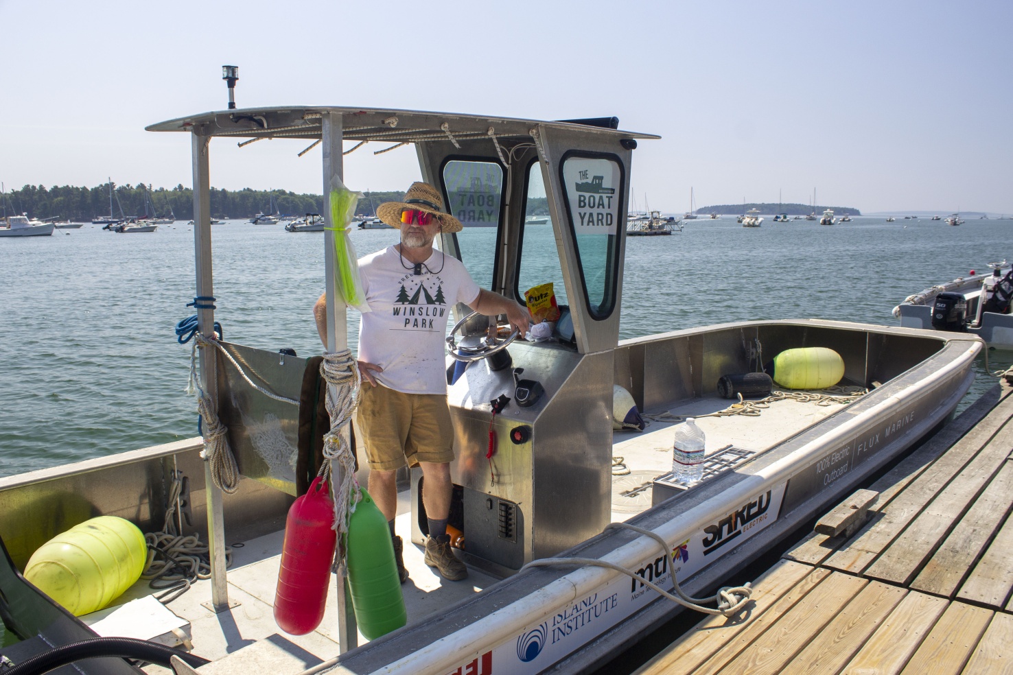 Chad Strater has been using his electric workboat almost daily since it launched in the fall of 2024. He takes it to do construction work on sea farms within a 15 mile radius of where he docks it on the Cousins River.