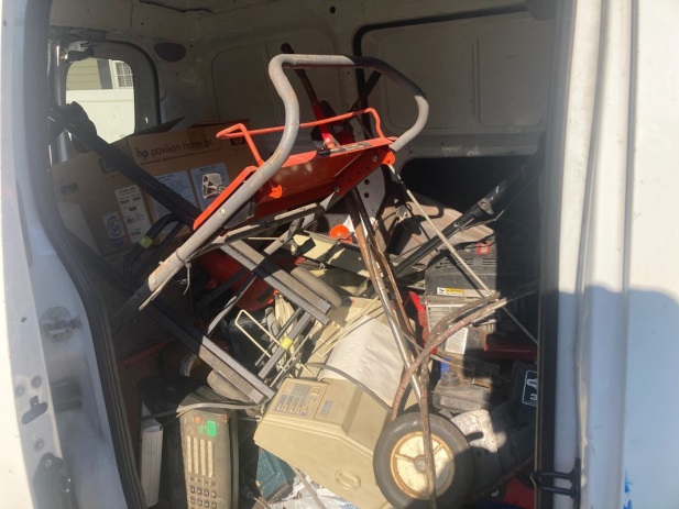 A pile of electronic equipment.