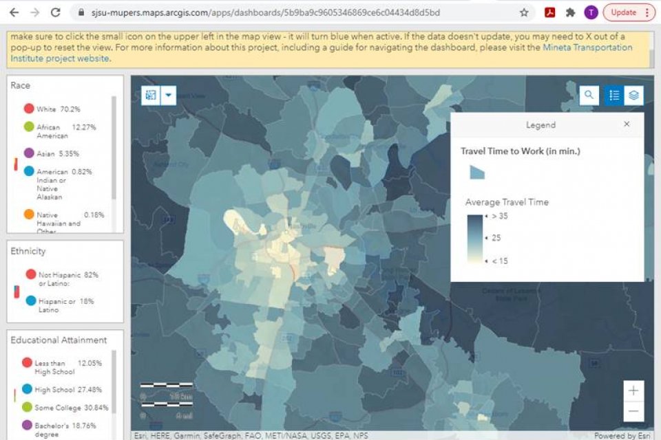 Nashville Area Commute Duration (https://transweb.sjsu.edu/research/2064-Commute-Duration-Dashboard-Guide )