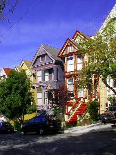 Purple Victorian home in San Francisco, former home to the Grateful Dead in Haight-Ashbury.