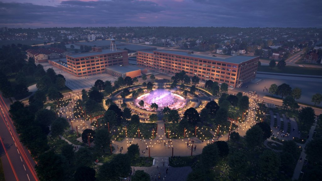 A conceptual rendering of a park with theater space.