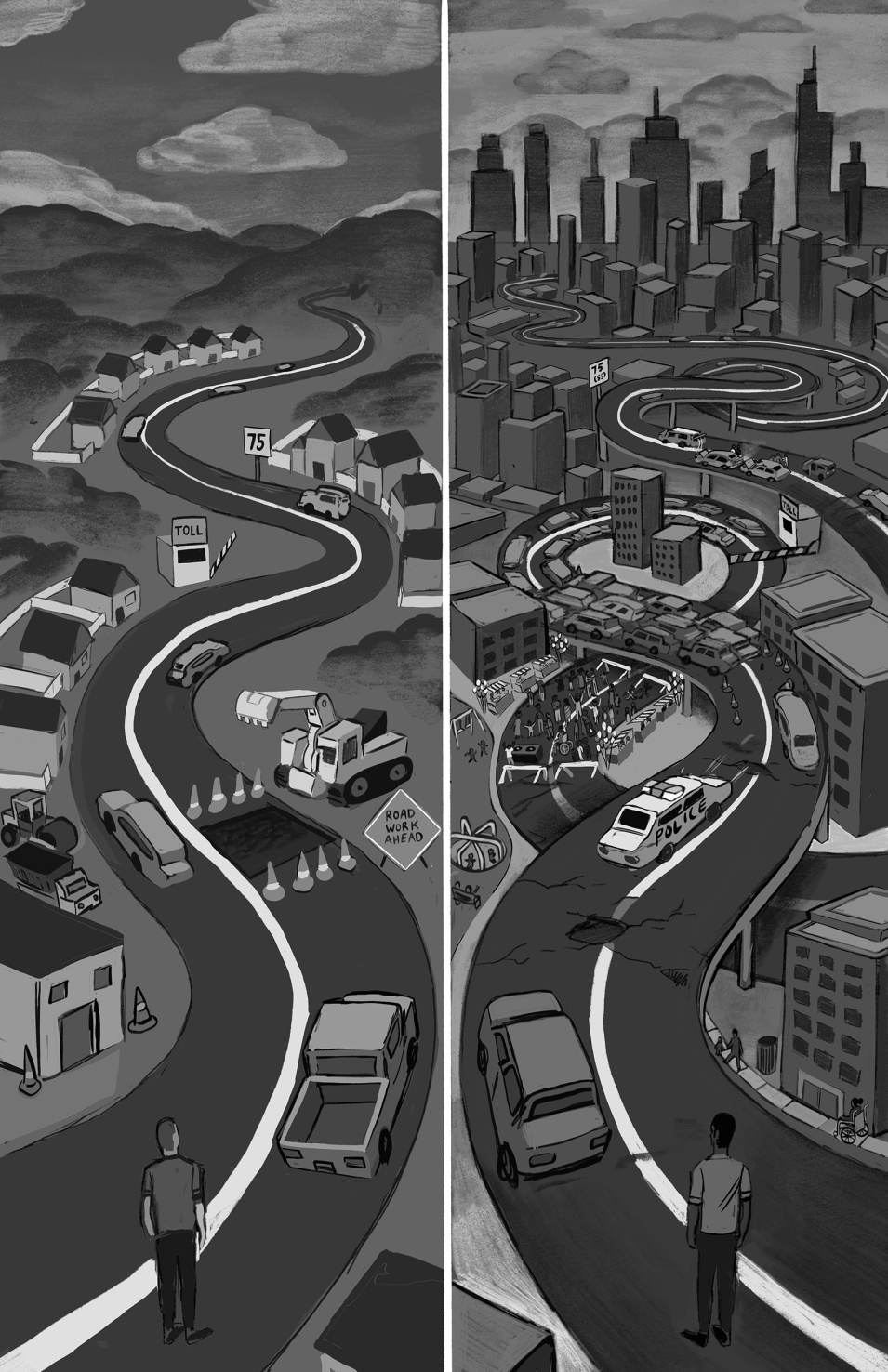 Diagram of a White Road versus a Black Road