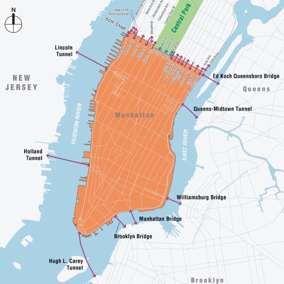 Manhattan Toll Map