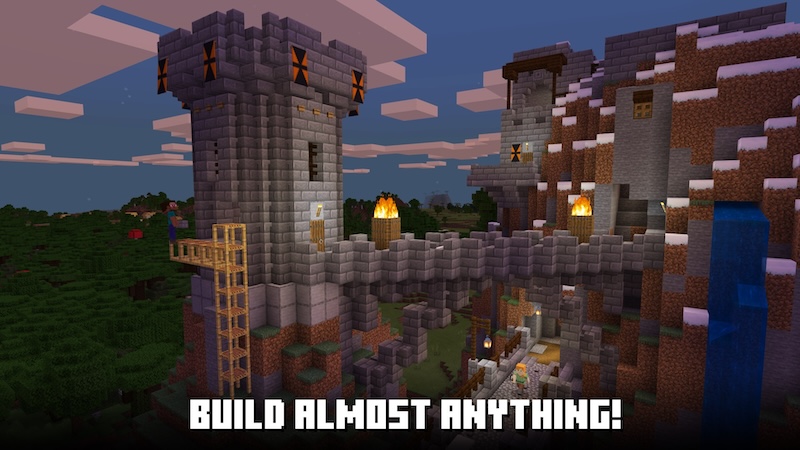 Screenshot of castle from Minecraft video game.