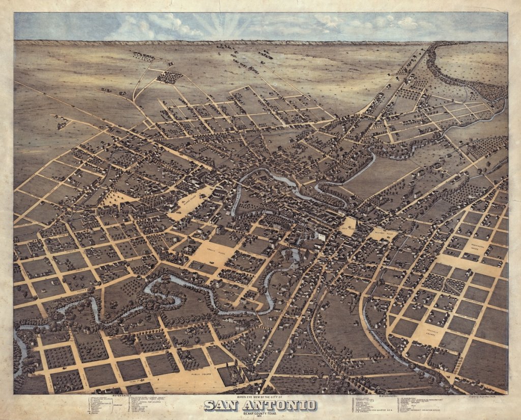 Map of San Antonio, Texas from 1873.