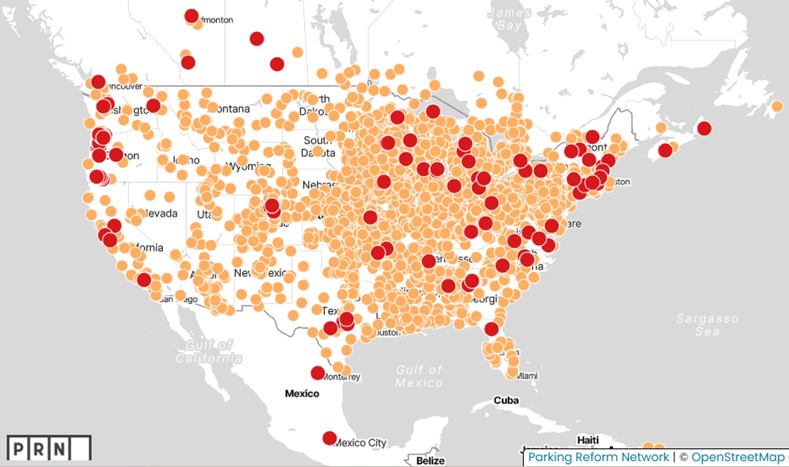 Many jurisdictions are reducing or eliminating parking minimums in order to increase affordability, efficiency, fairness and greenspace. (https://parkingreform.org/resources/mandates-map)