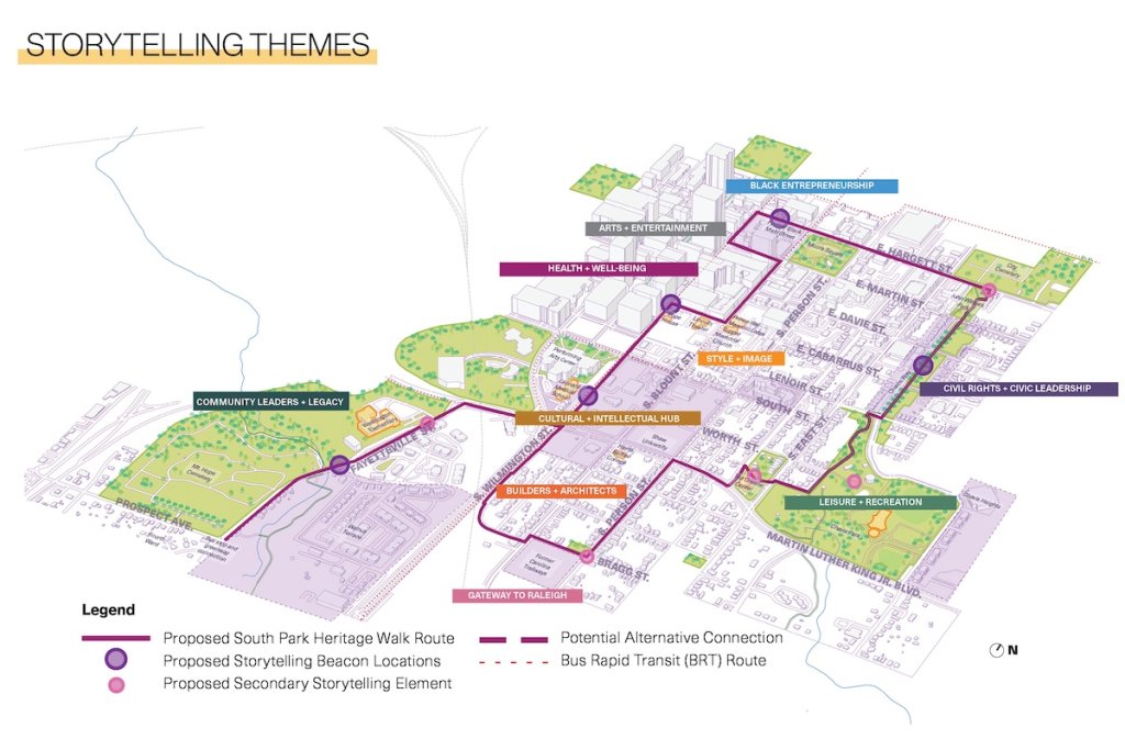 Diagram of South park Heritage Route redevelopment in Raleigh, NC.