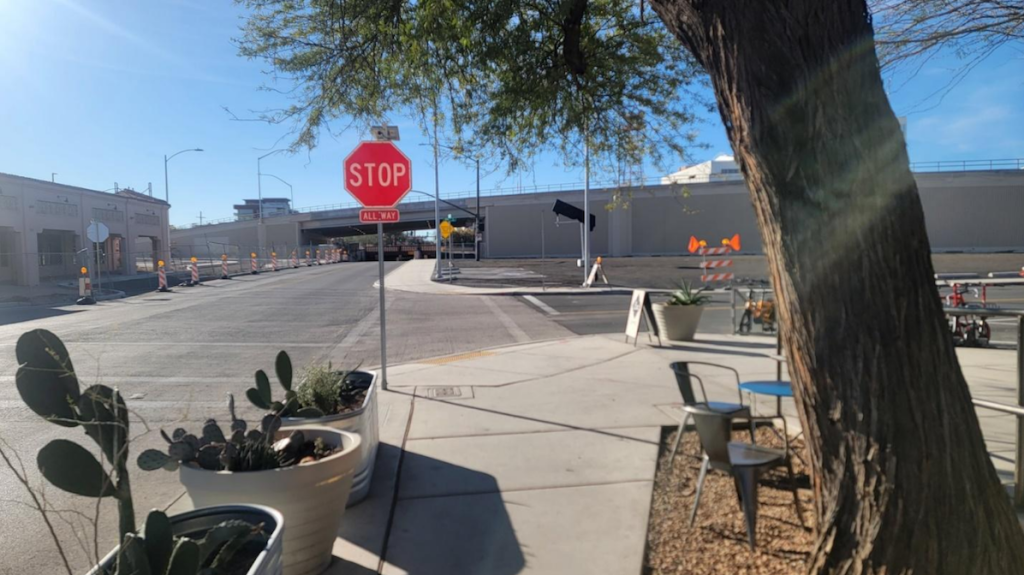 Photo looking South from the Downtown Links elevated highway constructed in 2022 in downtown Tucson.