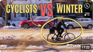 Screenshot of Oh The Urbanity! YouTube video about winter biking.