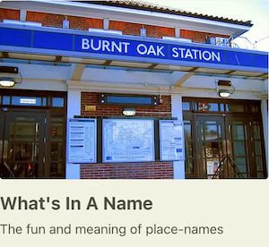 Screen shot of Substack post with photo of Burnt Oak Station sign about place names.