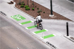 Separated bike lane.