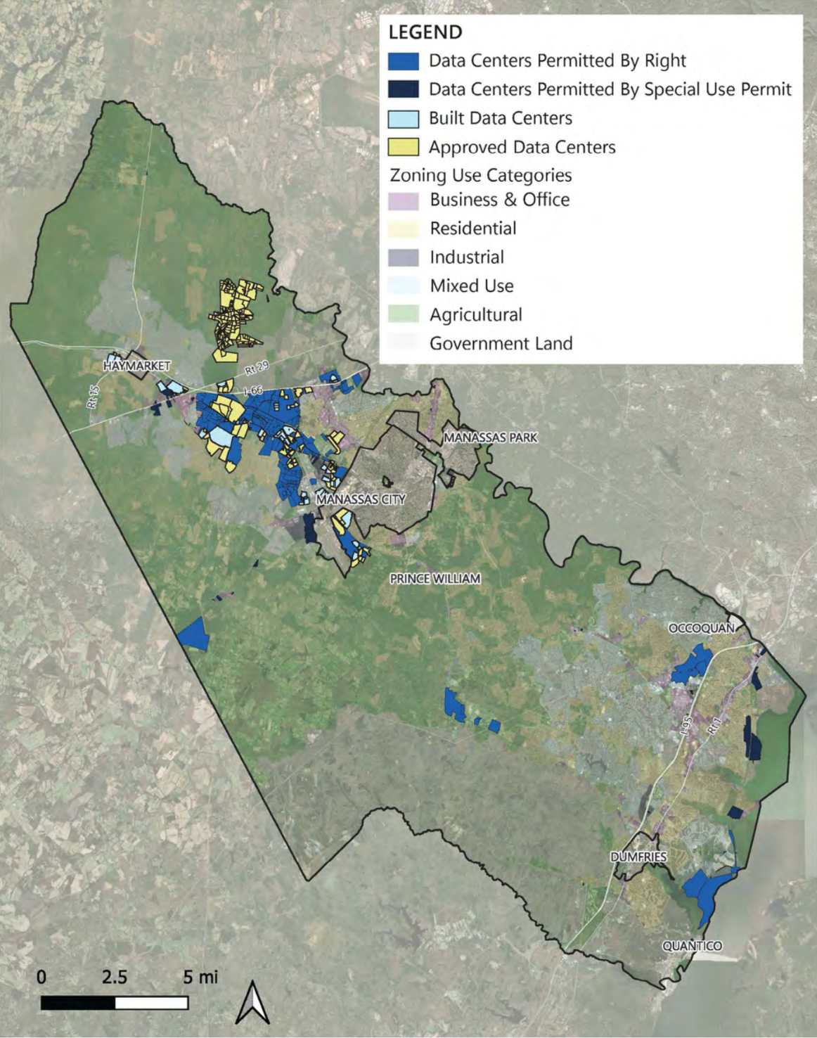 Prince William County’s data center zoning. 