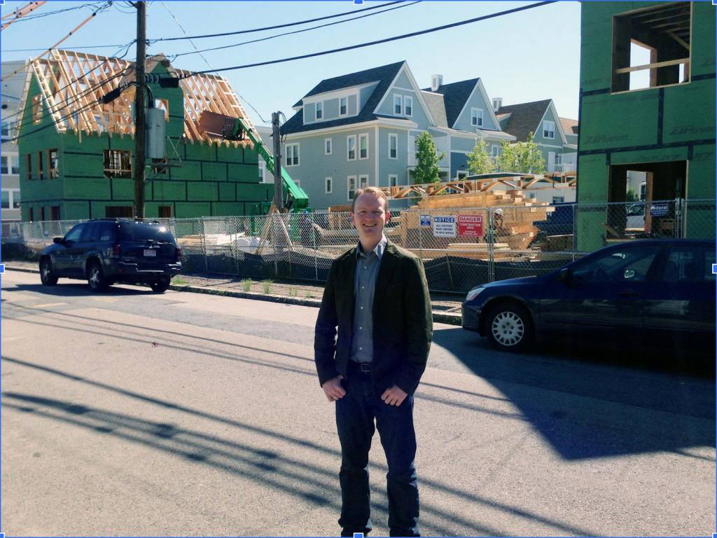 Jamie Madden during the 2014 construction of the Town Homes at Brighton Mills phase of the Charlesview redevelopment.