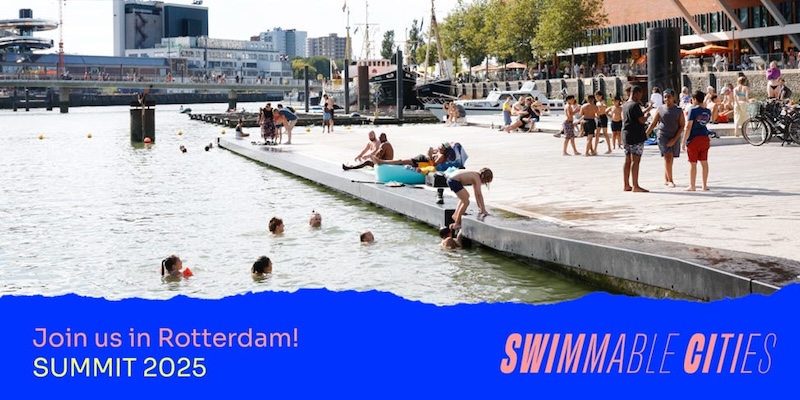 Children and adults playing swm in urban rivers in Europe.