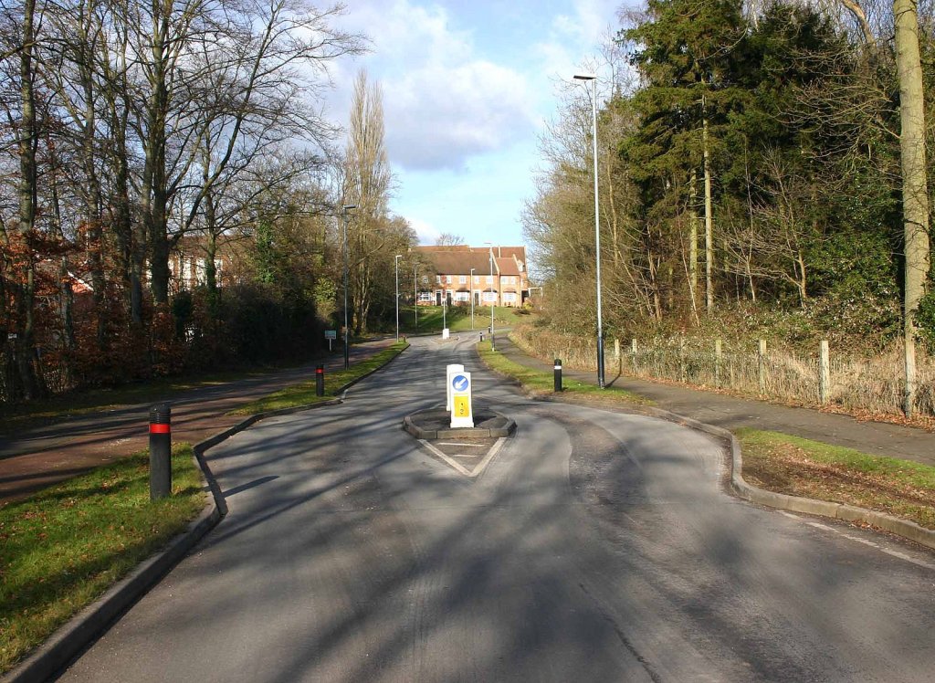 Traffic calming chicane on small street in UK