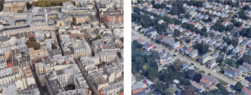 Figure 1: Urban Densities in Paris and Cleveland