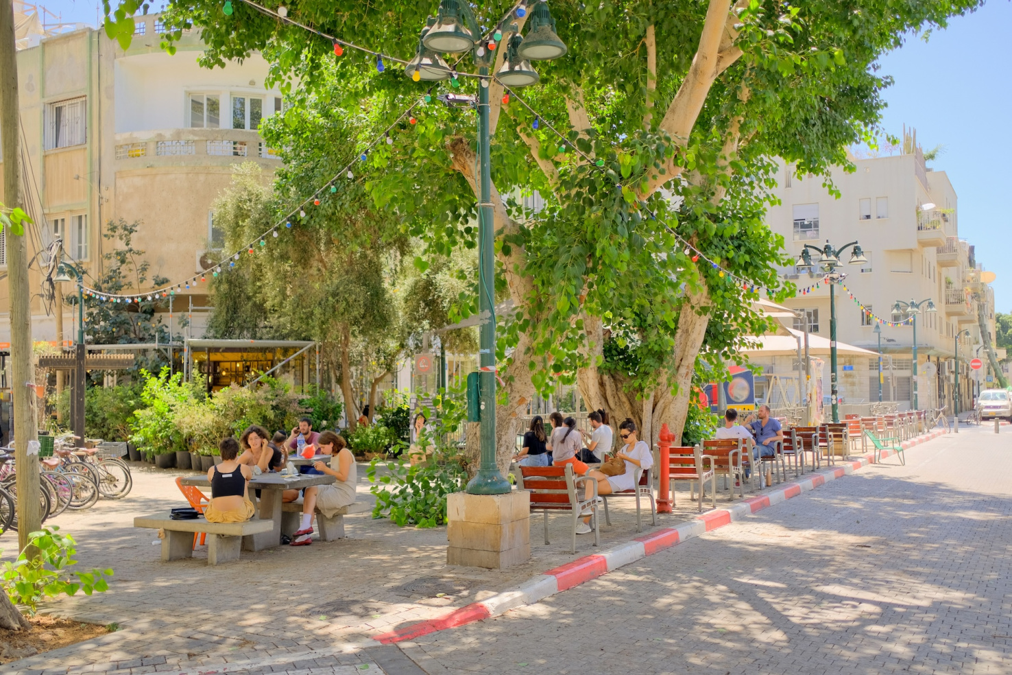 Street cafes in Tel Aviv, Israel.