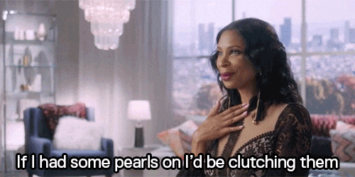 Basketball Wives pearl clutching GIF.