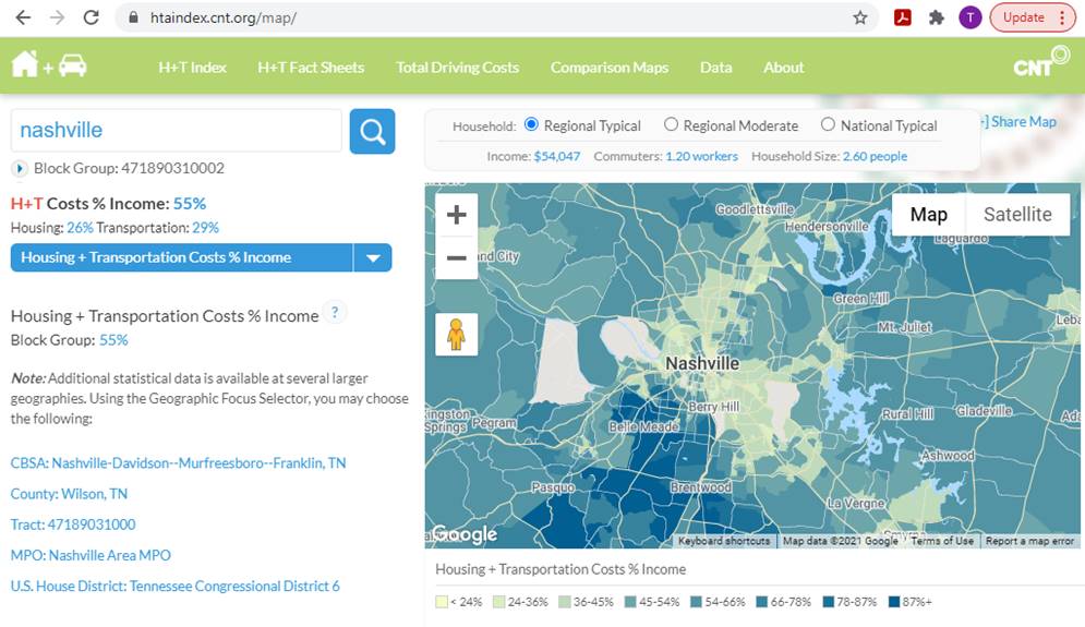 CNT Housing + Transportation Affordability Index