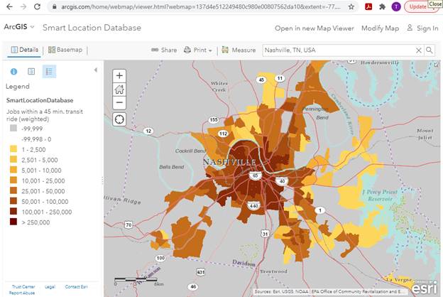 Access to Jobs and Workers Via Transit Tool