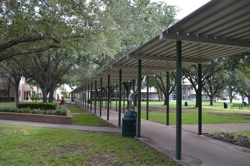 Commercial shadeway structure.