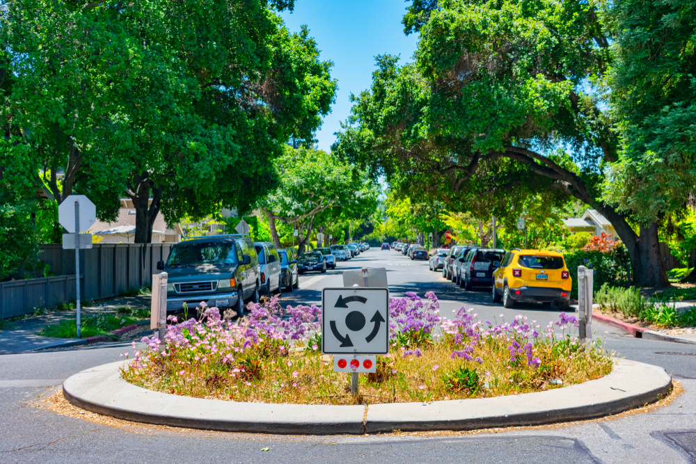 Roundabout on residential street