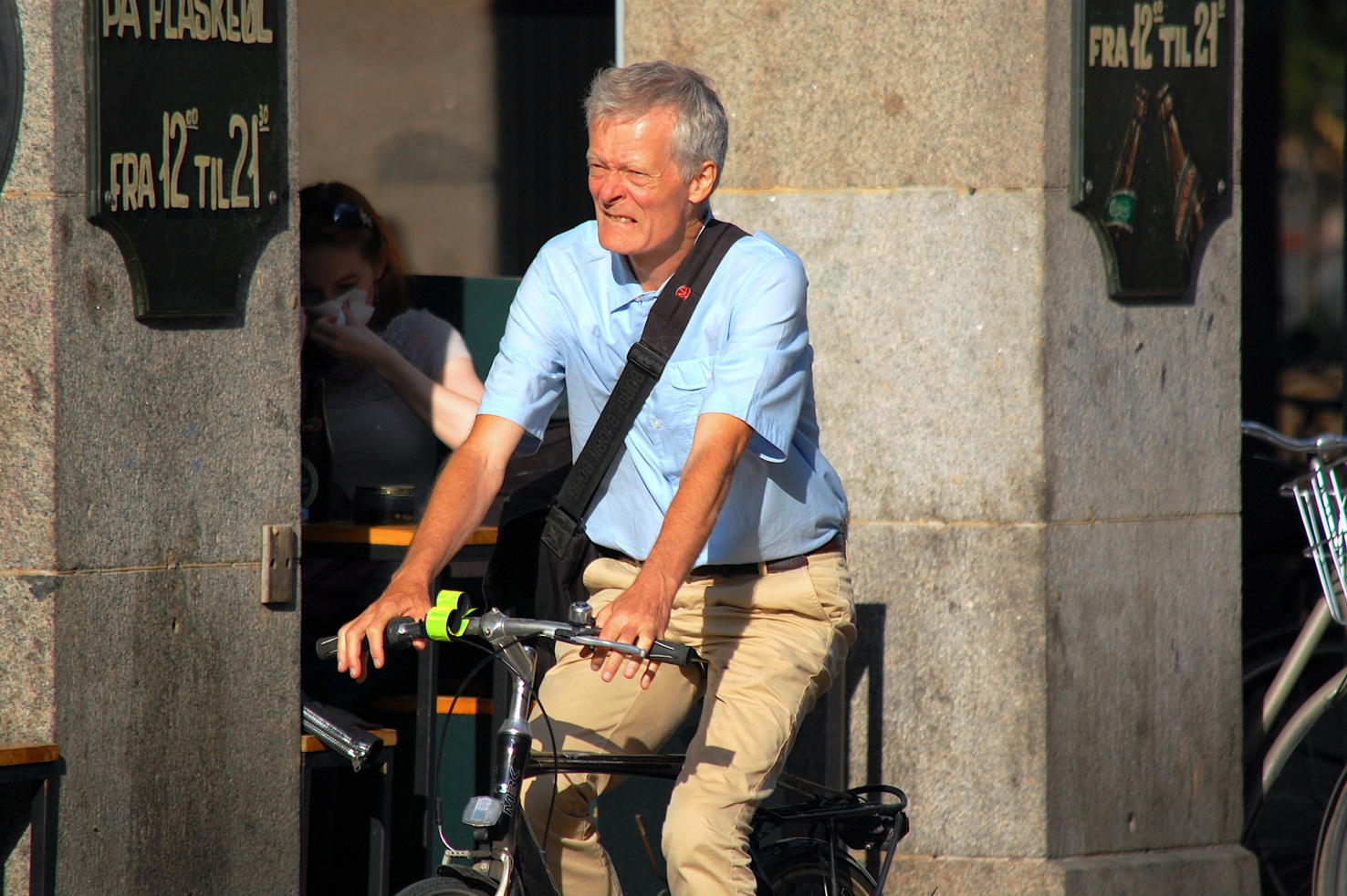 cyclist in the city. Man riding bicycle on the street.