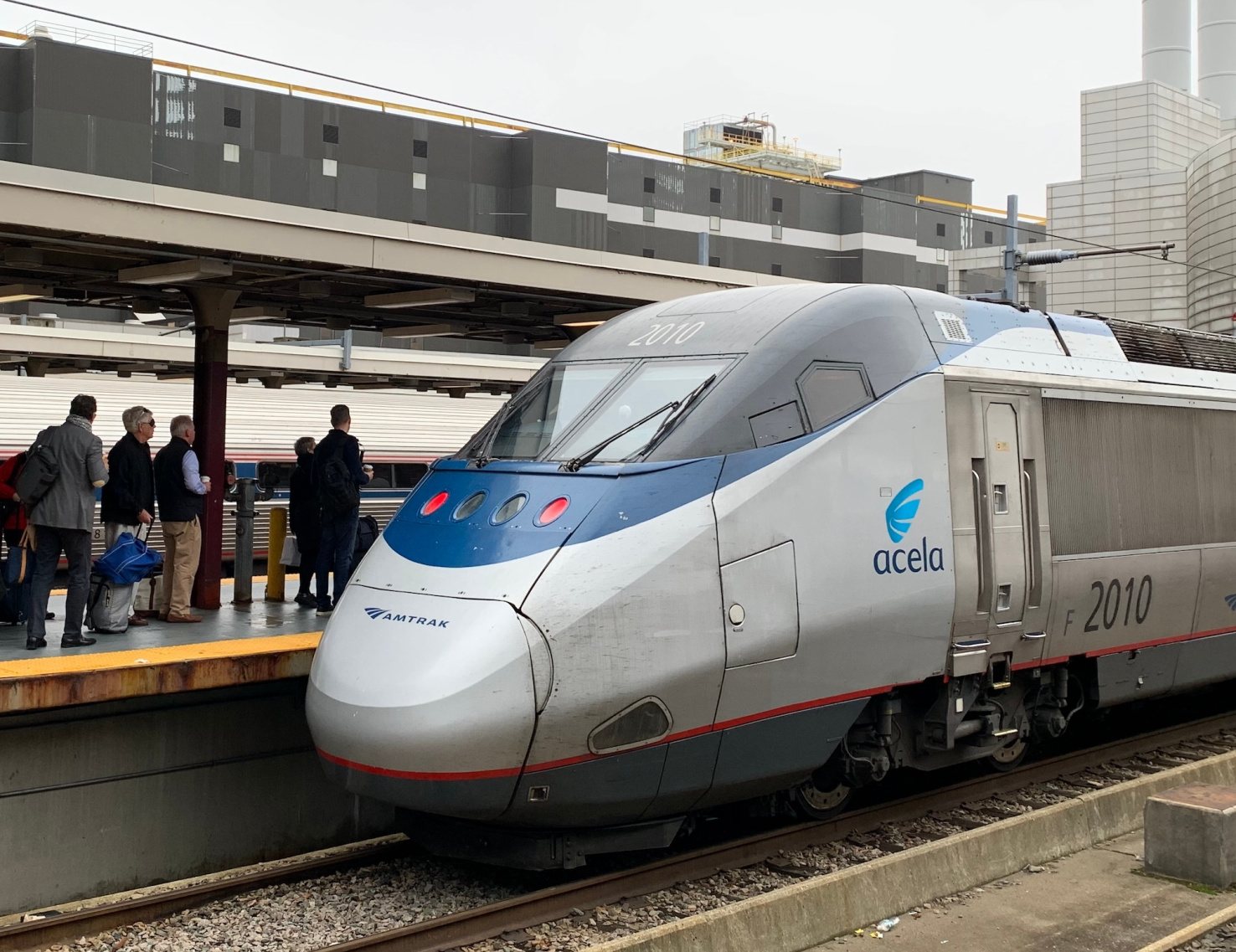 Acela Amtrak train in Boston, Massachusetts.
