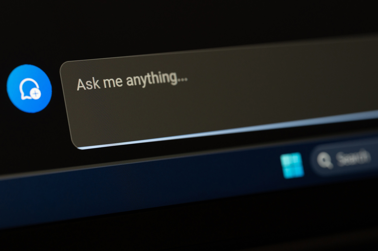 Microsoft Copilot's prompt text, which reads "ask me anything"
