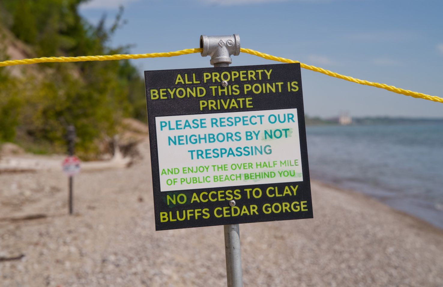 No trespassing sign on beach