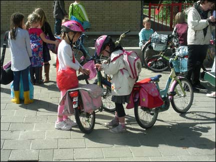 Dutch children on bikes.