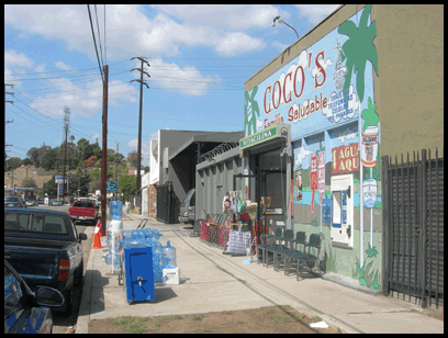A painted storefront in a Latino neighborhood.